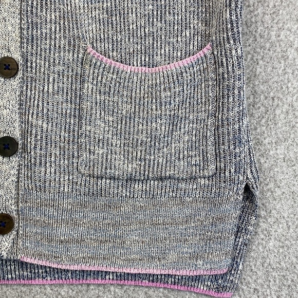 Pilcro "Washed" sweater vest academia pink trim S boxy heathered oversized - Picture 3 of 12
